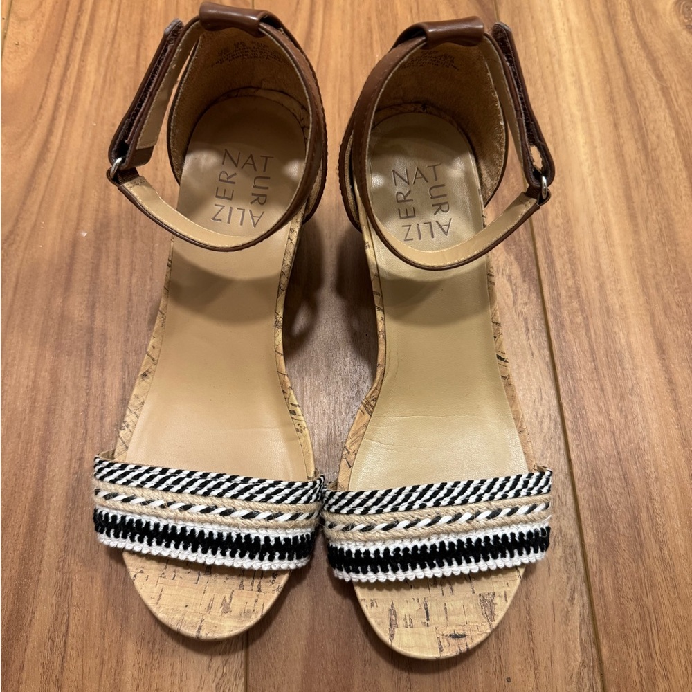 Naturalizer - Women's Tan and Black Wedge Sandals